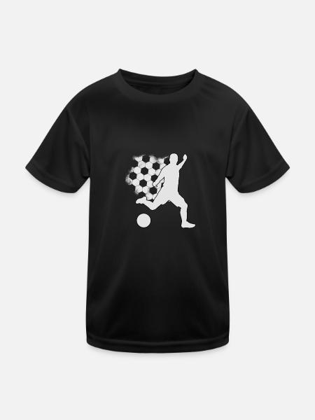 Fußball - Kinder Funktions-T-Shirt - Schwarz - Vorne