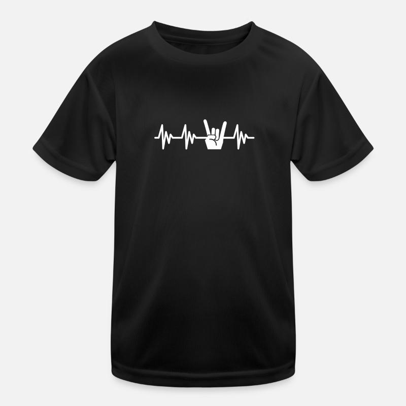 Devil Horns Metal Fork Heartbeat Herzschlag Rock Kids Functional T-Shirt