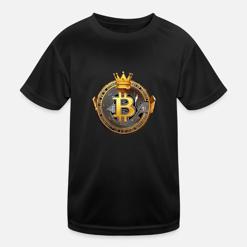 King Bitcoin - Cool Bitcoin Logo - Kids Functional T-Shirt - black
