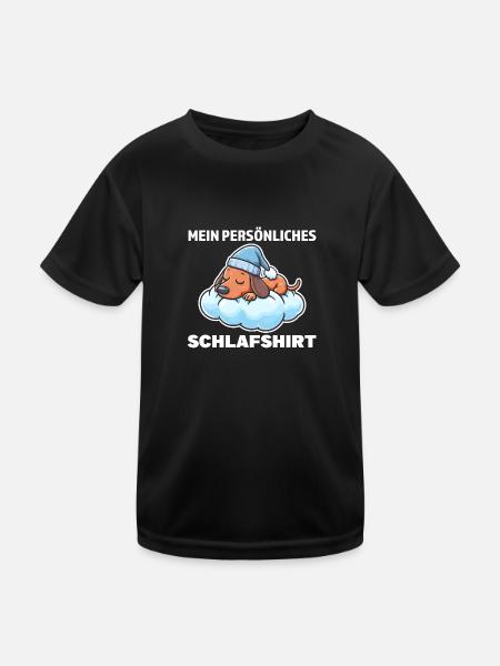 Schlafshirt Dachshund Schlafanzug Geschenk - Kinder Funktions-T-Shirt - Schwarz - Vorne