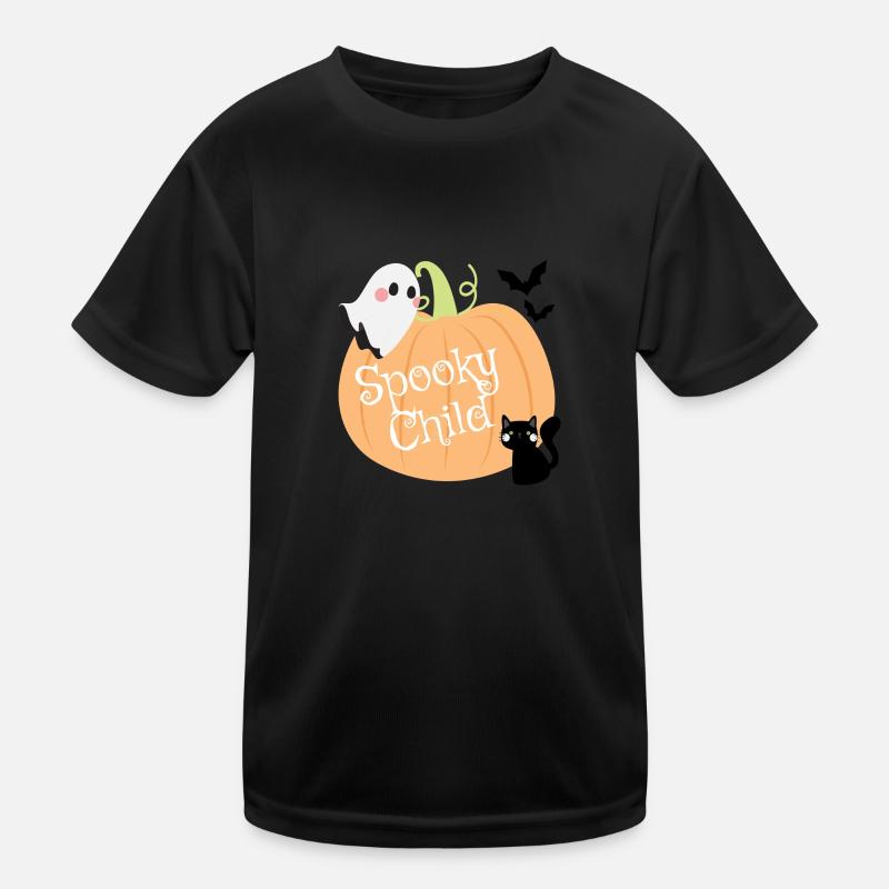 Spooky Child – Halloween Kürbis, Geist & Katze Kinder Funktions-T-Shirt