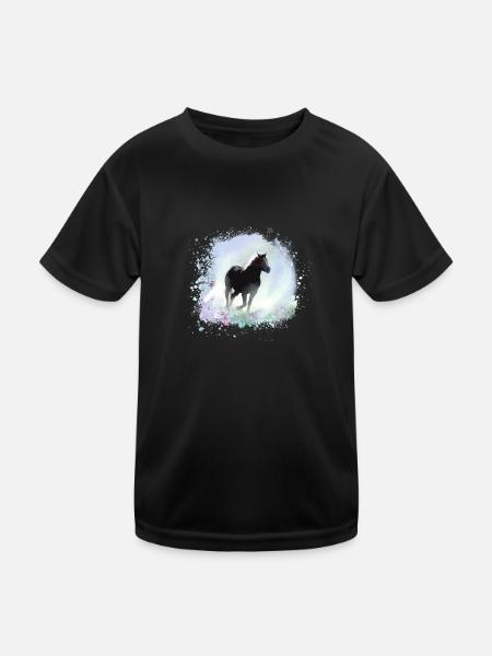 pferd,haflinger, graffiti, malerei,blau,isländer - Kinder Funktions-T-Shirt - Schwarz - Vorne