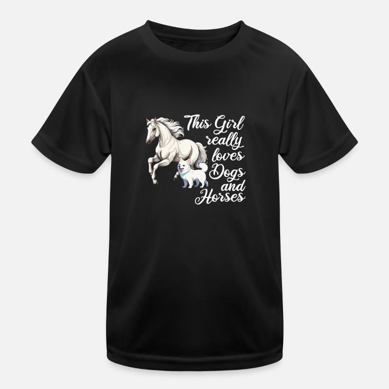 Pferd Pferde und Hund Hund Geschenk Kinder Funktions-T-Shirt