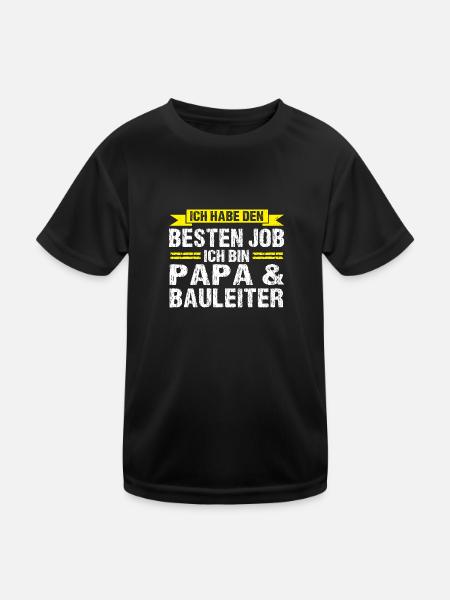 Papa Bauleiter Bauleitung Geschenk - Kinder Funktions-T-Shirt - Schwarz - Vorne