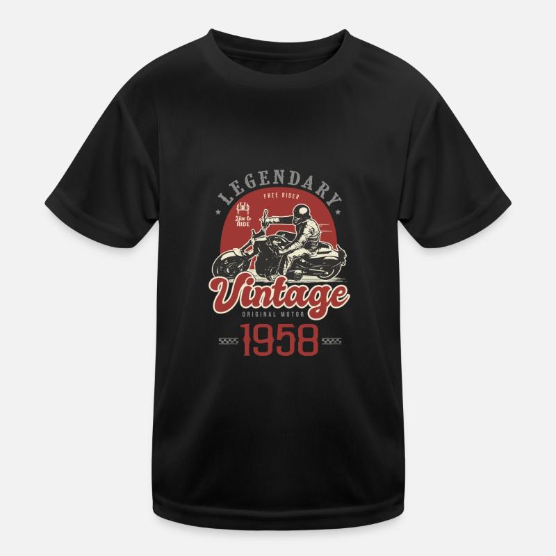 1958 Jubiläums-Oldtimer-Biker-Motorrad Kinder Funktions-T-Shirt