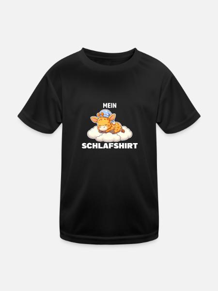 Schlafshirt Giraffe Schlafanzug Geschenk - Kinder Funktions-T-Shirt - Schwarz - Vorne