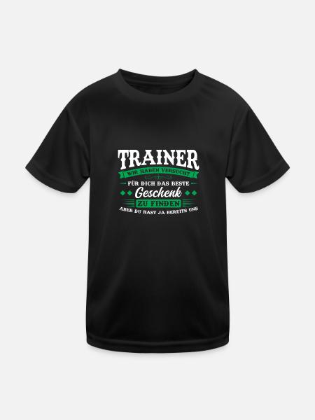 Trainer Sport Sportler Geschenk - Kinder Funktions-T-Shirt - Schwarz - Vorne