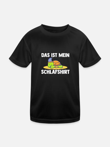 Schlafshirt Schildkröte Schlafanzug Geschenk - Kinder Funktions-T-Shirt - Schwarz - Vorne