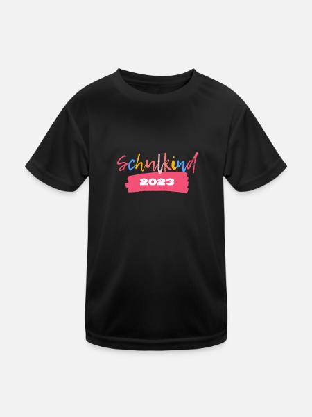 Schulkind 2023 T-Shirt Einschulung - Kinder Funktions-T-Shirt - Schwarz - Vorne