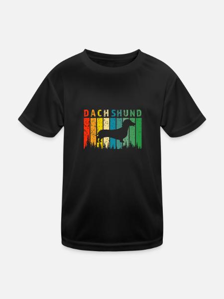 Dackel Retro-Design Dackel Geschenk - Kinder Funktions-T-Shirt - Schwarz - Vorne