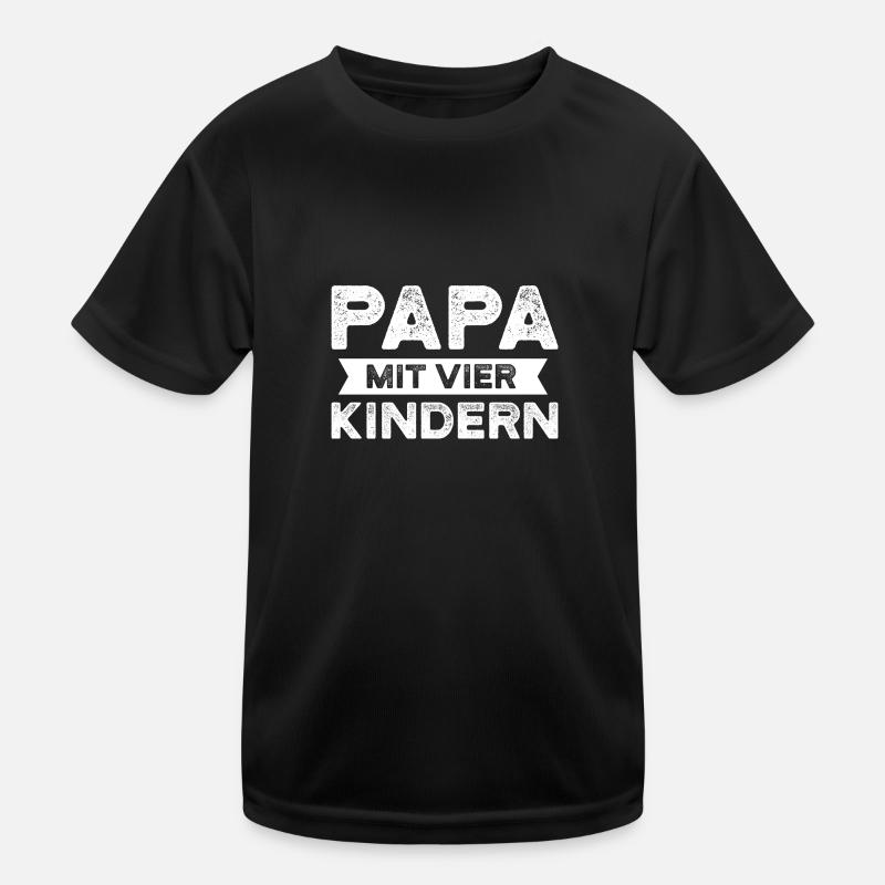 Papa 4 Kinder Vater Geschenk Kinder Funktions-T-Shirt