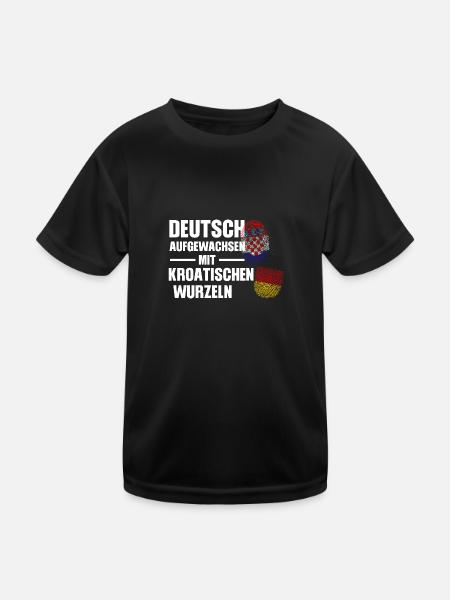 Deutsch Kroatisch Deutschland Geschenk - Kinder Funktions-T-Shirt - Schwarz - Vorne