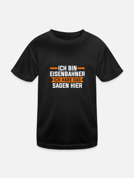 Eisenbahner Beruf Eisenbahnen Geschenk - Kinder Funktions-T-Shirt - Schwarz - Vorne