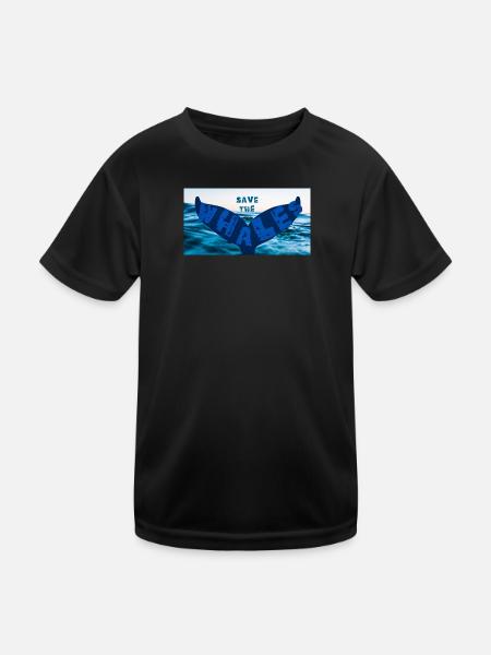 Save the whales - Kinder Funktions-T-Shirt - Schwarz - Vorne