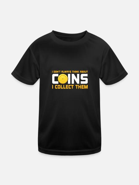 Münzen Münzen Sammler Numismatiker Geschenk - Kinder Funktions-T-Shirt - Schwarz - Vorne