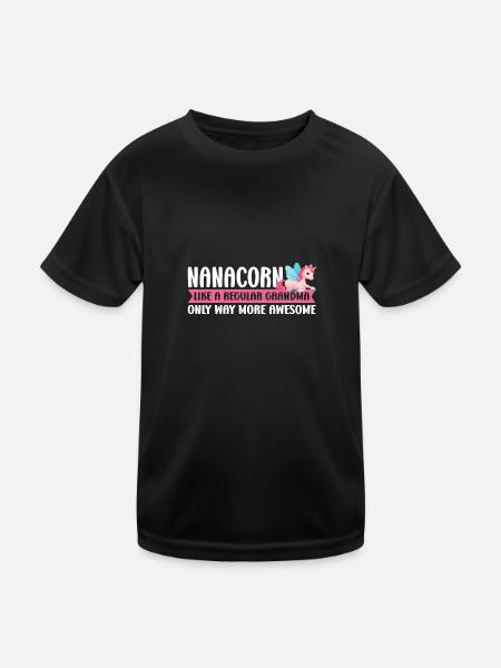 Oma Einhorn Nana Flamingo Oma Geschenk - Kinder Funktions-T-Shirt - Schwarz - Vorne