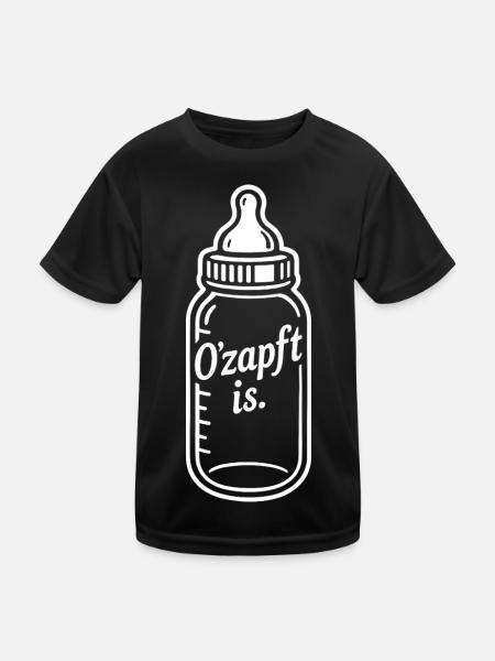 Baby Bottle Drinking Breastfeeding O'zapft is - Kids Functional T-Shirt - black - Front