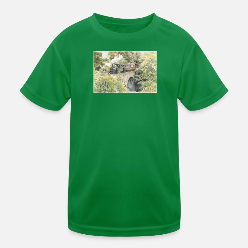 Aquarell-Dampfeisenbahn-Viadukt Kinder Funktions-T-Shirt