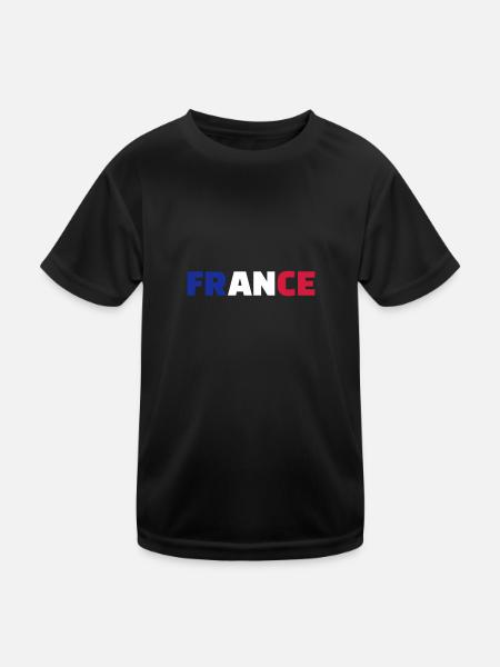 Frankreich - Kinder Funktions-T-Shirt - Schwarz - Vorne