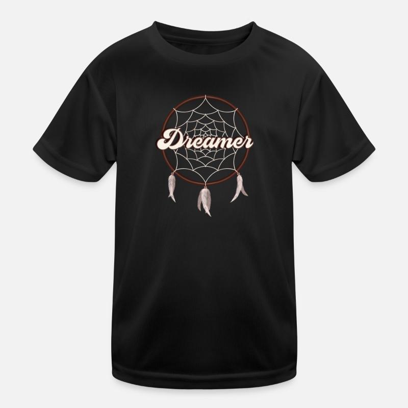 Dreamer - Träumer, Traumfänger - Kinder Funktions-T-Shirt - Schwarz