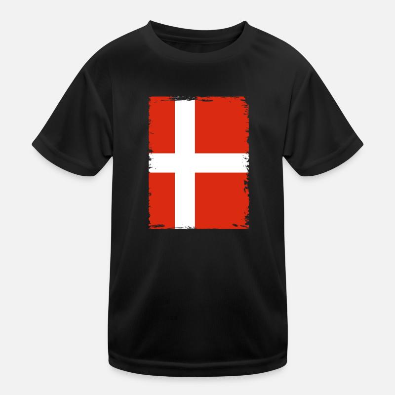 Drapeau du Danemark Drapeau de la Scandinavie Drapeau du Danemark Voyage T-shirt sport Enfant