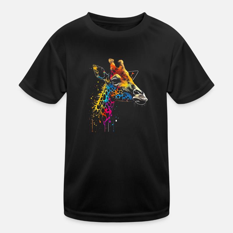 Colorful Giraffe Graffiti Airbrush Artwork Kids Functional T-Shirt