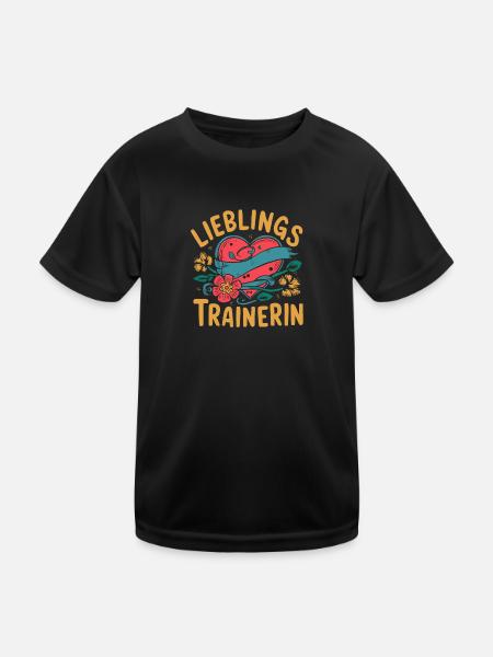 Lieblingstrainerin Dankeschön Lustige Fitness - Kinder Funktions-T-Shirt - Schwarz - Vorne