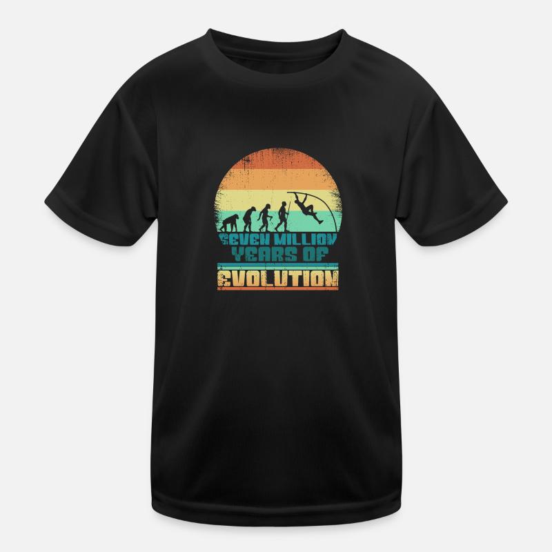 Stabhochsprung Evolution Geschenkidee 005-189 - Kinder Funktions-T-Shirt - Schwarz