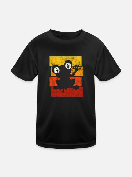 Frosch Frösche Geschenk für Kinder Lustig Witzig - Kinder Funktions-T-Shirt - Schwarz - Vorne