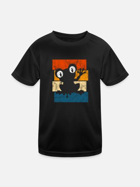 Frosch Frösche Geschenk für Kinder Lustig Witzig - Kinder Funktions-T-Shirt - Schwarz - Vorne