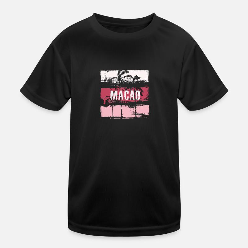 Macao Vacation Souvenir Abstract Artistic - Kids Functional T-Shirt - black