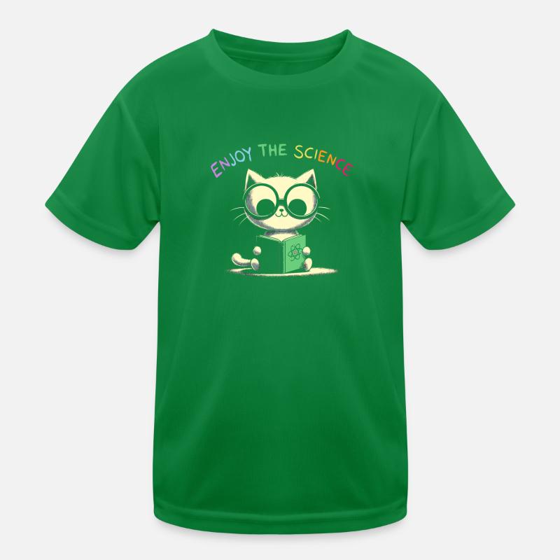 Profitez de la science. Chat d’école mignon. T-shirt sport Enfant