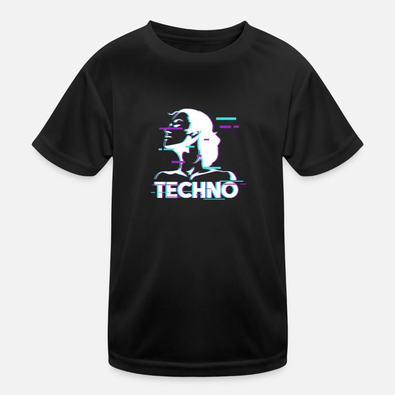 Techno Bass Electro Dance Music Raver Kids Functional T-Shirt
