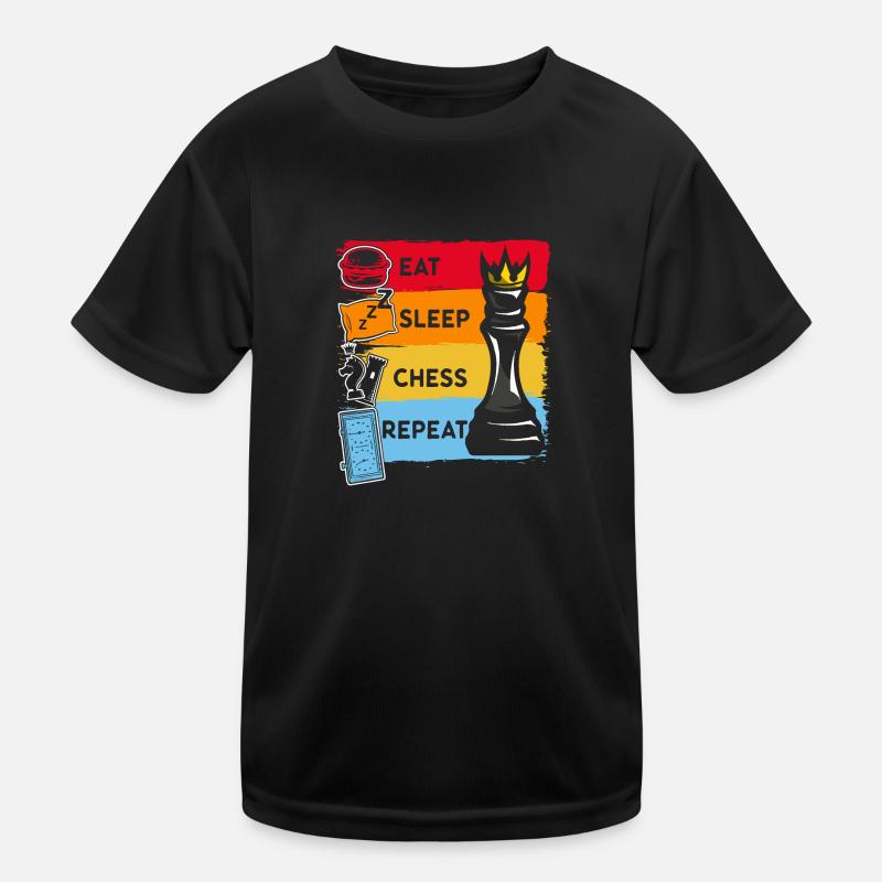 Witziger Schachkönig Eat Sleep Schach Repeat Kinder Funktions-T-Shirt
