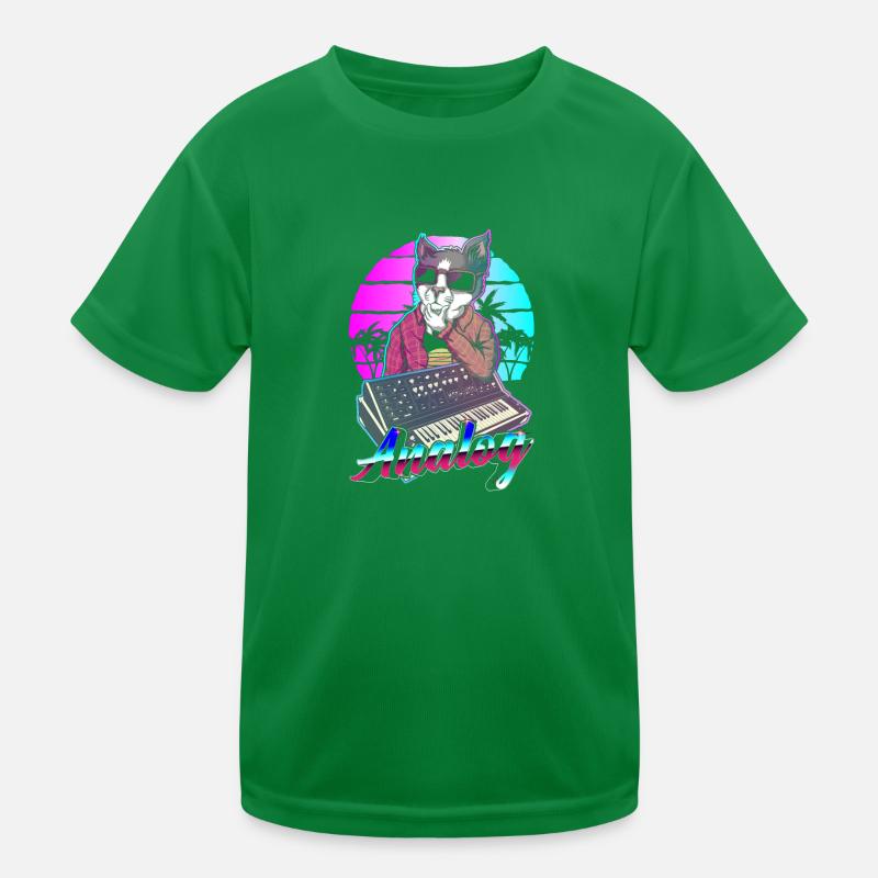 Synthesizer Vaporwave Cat Modular Analog Kids Functional T-Shirt