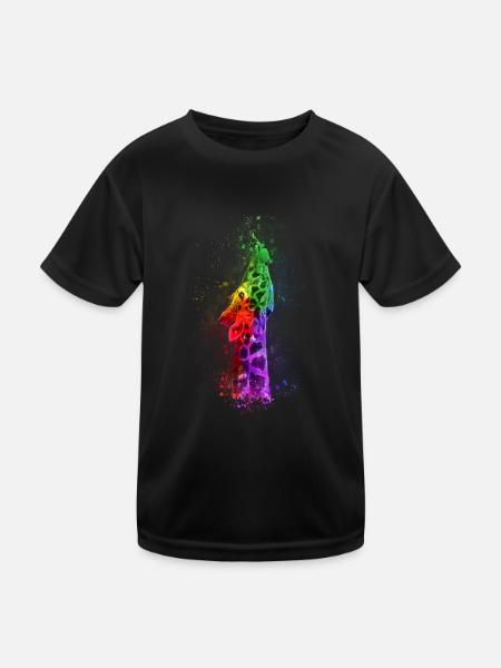 Multicolour Giraffe - Kids Functional T-Shirt - black - Front