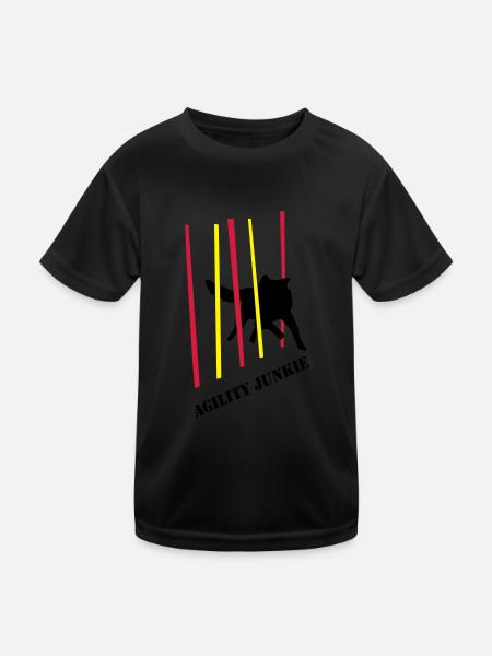 Agility Junkie_2_cb - Kinder Funktions-T-Shirt - Schwarz - Vorne