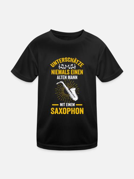 Saxophon Opa Saxophonist Papa Musikverein - Kinder Funktions-T-Shirt - Schwarz - Vorne