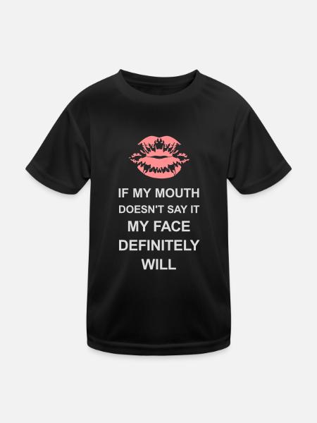 my face definitely will - Kinder Funktions-T-Shirt - Schwarz - Vorne