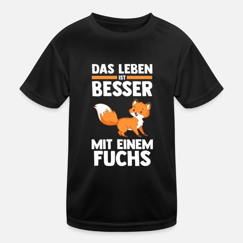 Fuchs - Kinder Funktions-T-Shirt - Schwarz
