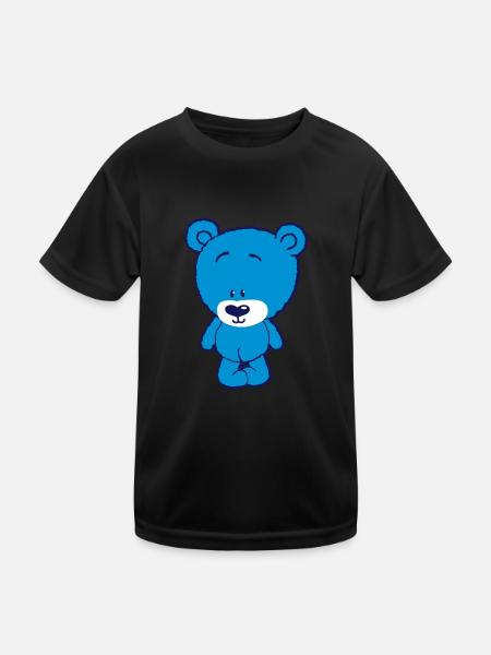 Cute Bear - Kinder Funktions-T-Shirt - Schwarz - Vorne