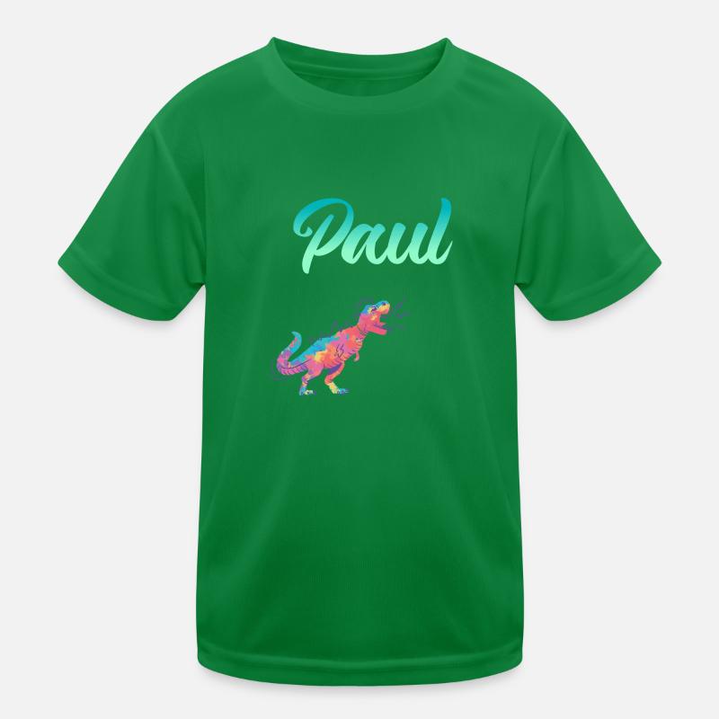 PAUL - Beautiful boy name with dinosaur Kids Functional T-Shirt
