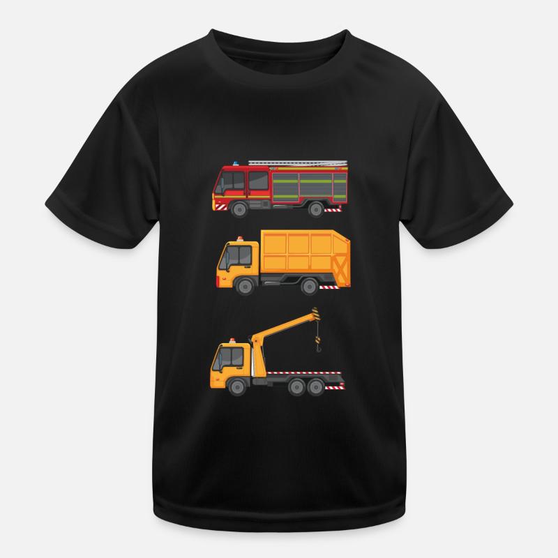 Camion De Pompier Benne et Remorquage Garçon T-shirt sport Enfant