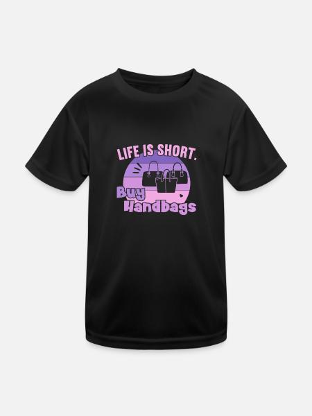 Life is short buy Handbags / Shopping Handbag - Kids Functional T-Shirt - black - Front