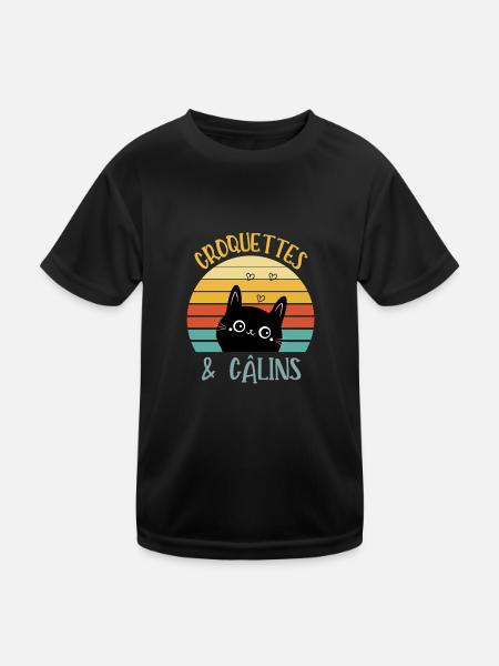 croquettes et câlins - T-shirt sport Enfant - noir - Devant