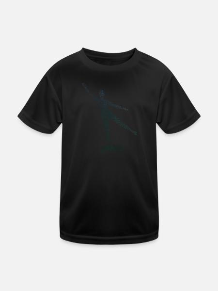 Fitnesstraining Aerobic Herren Körpergymnastik - Kinder Funktions-T-Shirt - Schwarz - Vorne