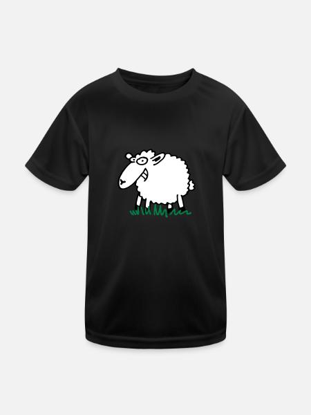 Grinsendes Schaf - Kinder Funktions-T-Shirt - Schwarz - Vorne