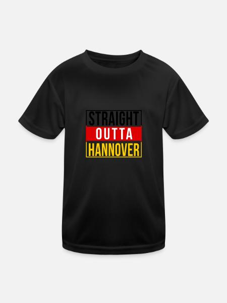 Straight outta Hannover Hannoveraner Geschenk - Kinder Funktions-T-Shirt - Schwarz - Vorne