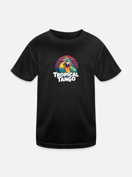 Tropical Vintage Parrot In Sunglasses - Kids Functional T-Shirt - black - Front