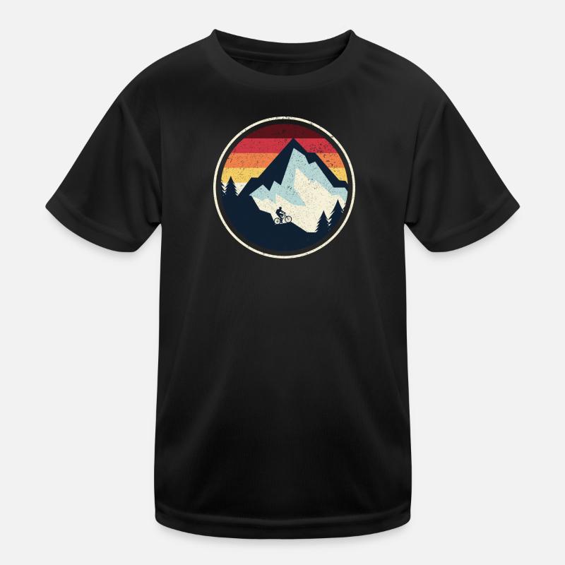 Sunset Peak MTB Silhouette - Kinder Funktions-T-Shirt - Schwarz
